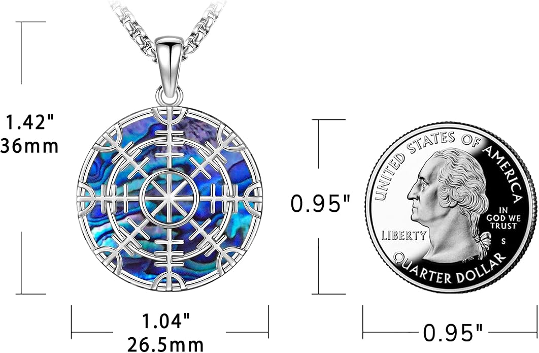 Eusense Viking Necklace for Men Women 925 Sterling Silver Pendant Thors Hammer/Norse Runes/Odin's Ravens/Wolf/Dragon/Snake/Yggdrasil/Freya/Helm of Awe/Valknut/Triskelion/Axe/Shield Viking Jewelry