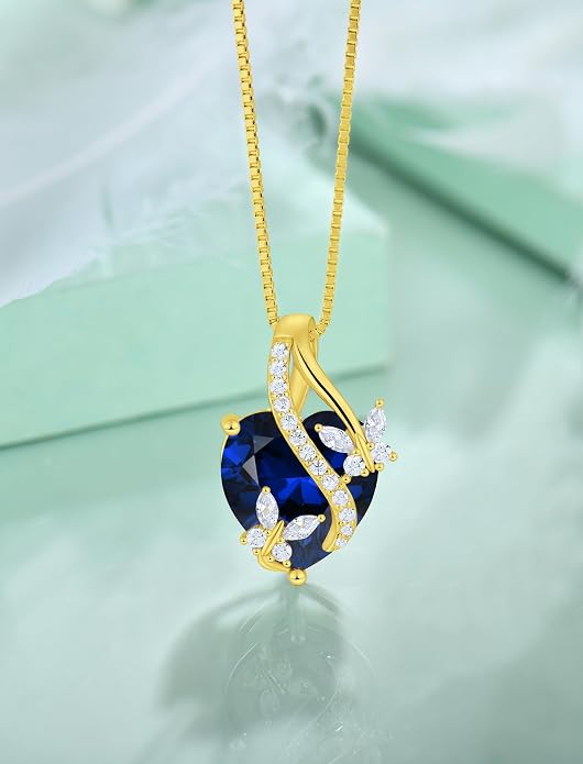 Butterfly Necklaces for Women Sterling Silver Infinity Heart Pendant Birthstone Jewelry Gift with 14k Yellow Gold/Rose Gold Plated