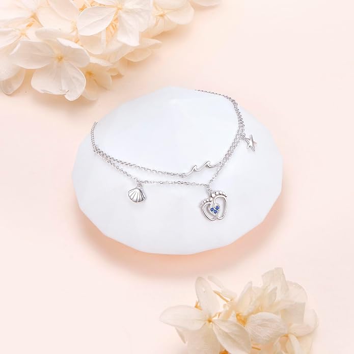 S925 Sterling Silver Anklets Adjustable Beach Foot Ankle Bracelet Jewelry Gifts For Women Girls