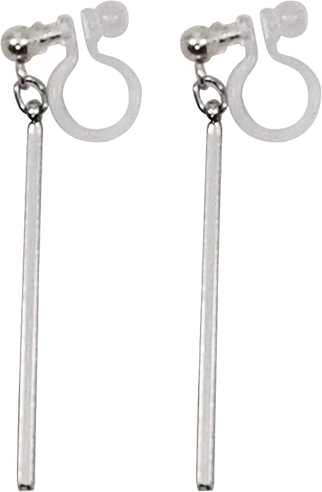 Comfortable Stick Invisible Clip On Earrings Gold Dangle Long Waved Threader Bar Clip-On Non Pierced Earrings Silver For Women,…