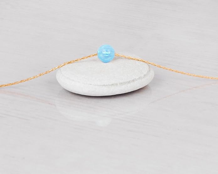 Opal Bead Choker Necklace – Rose and Gold Filled or Sterling Silver, Blue or White Opal Ball, Dainty Minimalist Jewelry 13.5"-16.5"