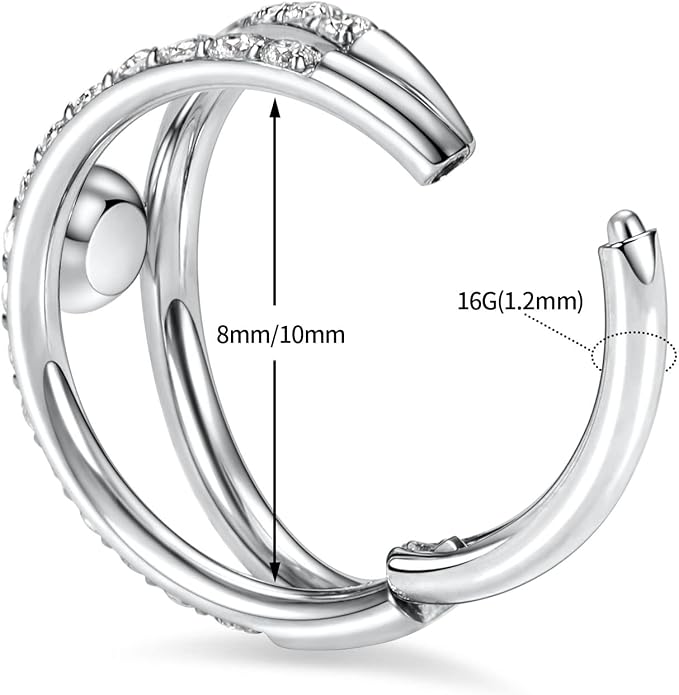316L Surgical Steel Septum Clicker Ring Nose Ring Hoop Sleeper Hoop Earring Helix Rook Conch Cartilage Daith Tragus Earrings Lobe Nose Piercing Jewelry for Women