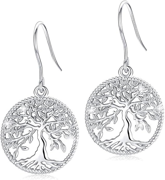 Aniu Tree of Life Earrings for Women Turquoise Malachite Teardrop Dangle Earrings for Women Sterling Silver Anniversary Birthday Drop Dangle Earrings Jewelry Gifts