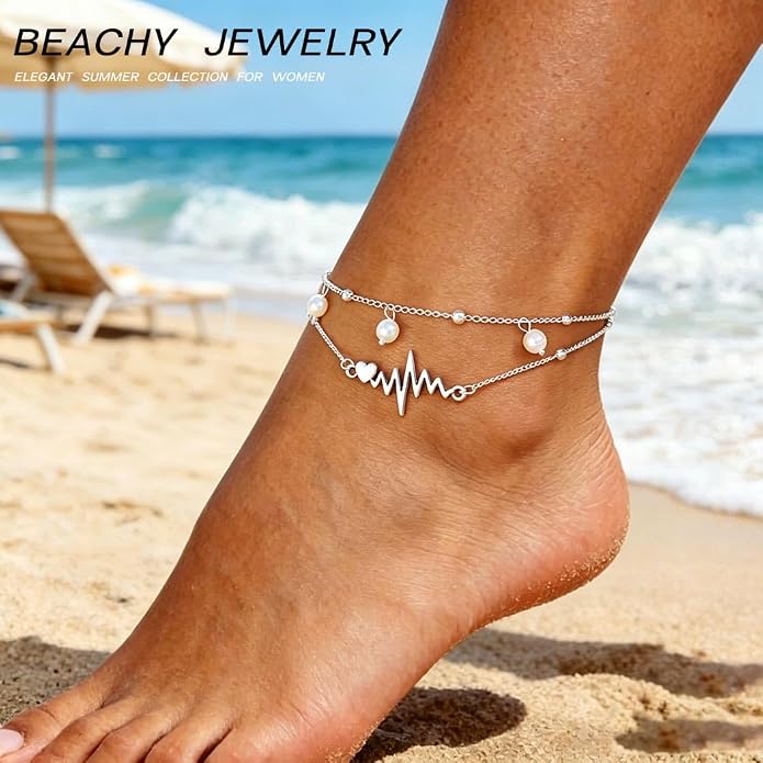 Yalice 925 Sterling Silver Ankle Bracelets for Women Dainty 14K Gold Plated Anklets Set Shiny Waterproof Ankle Chain Cross Beach Foot Jewelry Gifts