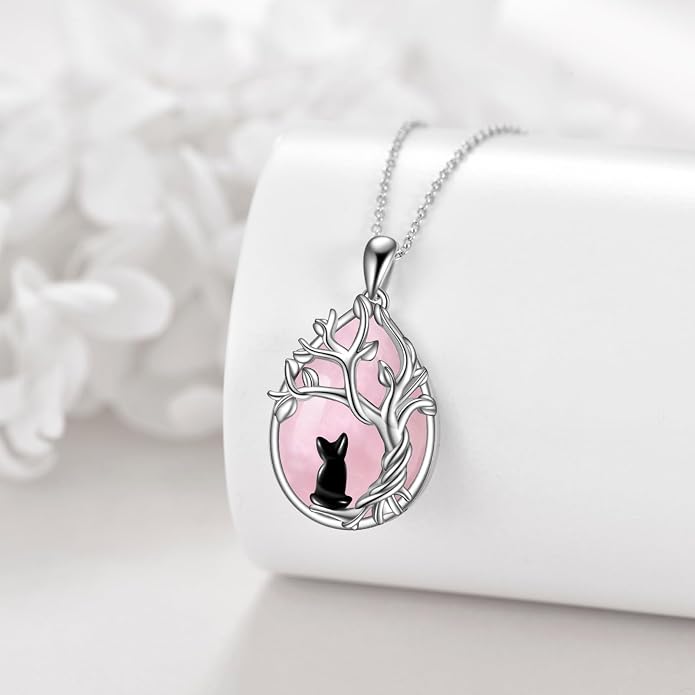 POPLYKE Sterling Silver Gemstone Teardrop Pendant Necklace Crystal Jewelry for Women