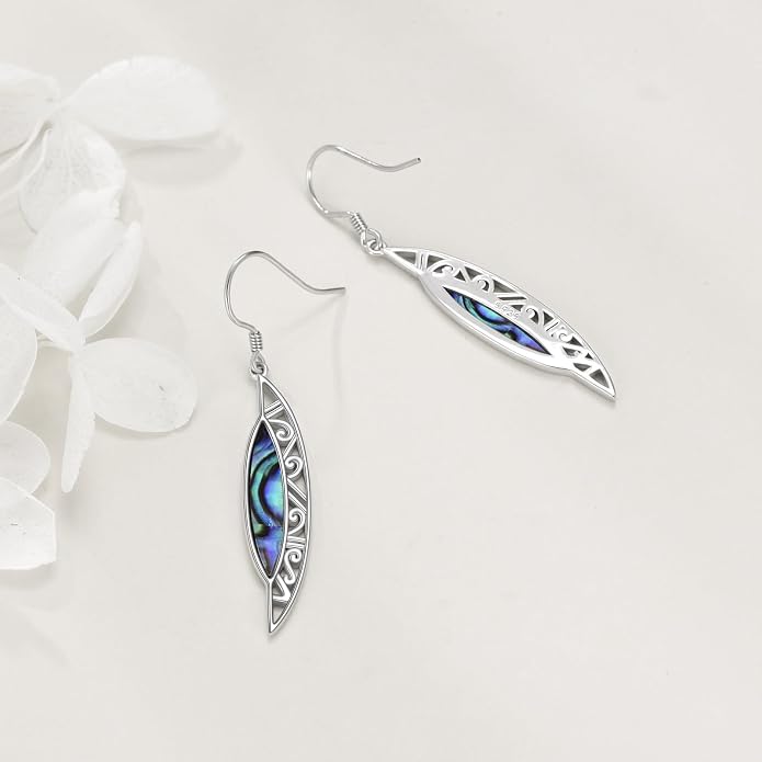 Abalone Shell Dangle Drop Earrings for Women 925 Sterling Silver Filigree Bohemian Earrings Jewelry Gift