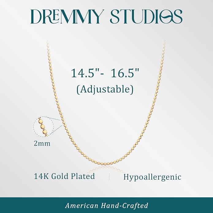 Dremmy Studios Dainty Gold Choker Necklace for Women 14K Gold Plated Coin Disc Figaro Layered Beaded Flat Mariner Sideways Cross Wishbone Link Clavicle Necklaces