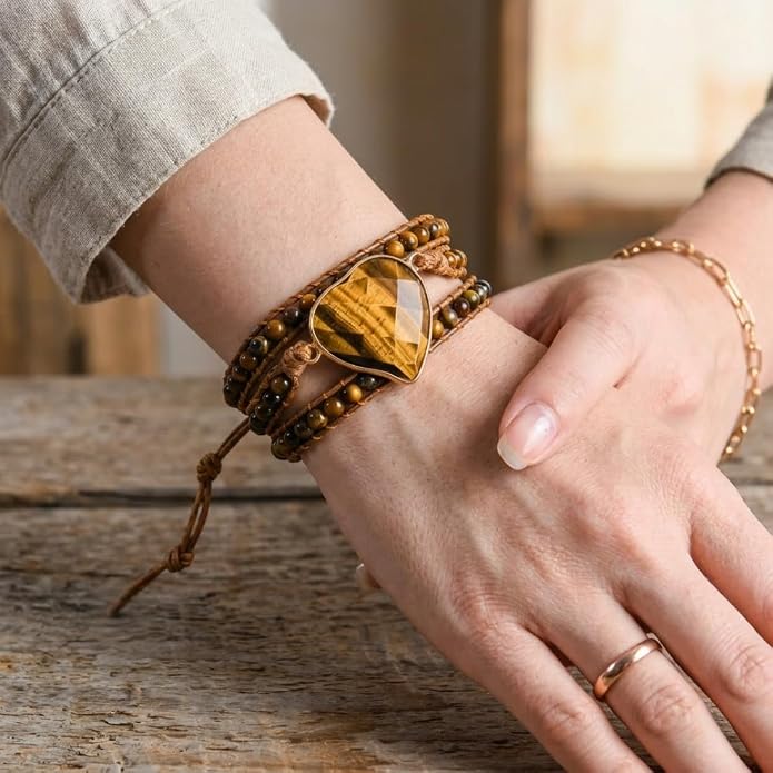 YGLINE Natural Stone Bracelet 3 Wraps Bracelet Handmade Boho Bracelet for Women Bracelet