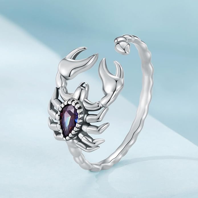 Animal Open Adjustable Ring Playful Cat Dachshund Snake Koi Fish Hummingbird Bat Heart Feather Stacking Ring for Women, Sterling Silver Plated Pet Memorial Jewelry Gift for Cat Lovers