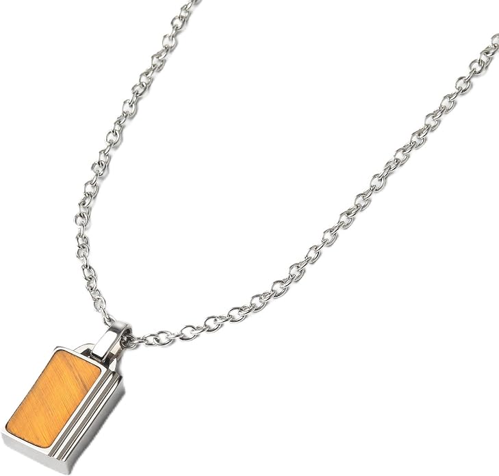 Forge & Foundry Men's Minimalist Stainless Steel and Solid Onyx Inlay Pendant | 21 Inch Rolo Chain | Design-Led Artisan Jewelry, from London
