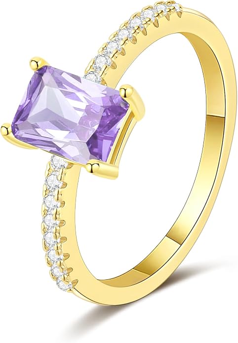 Honsny Gold Birthstone Rings for Women Non Tarnish 14K Gold Plated Emerald Engagement Promise Rings CZ Stackable Dainty Gemstone Pinky Eternity Band Ring Jewelry Birthday Graduation Gifts
