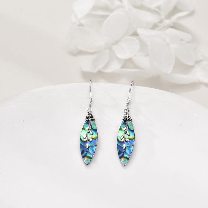 POPLYKE 925 Sterling Silver Tree of Life Dangle Earrings for Women Fashion Abalone Shell Jewelry Gifts for Mom Sister Friend Birthday