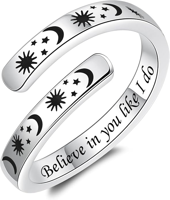 Silver Adjustable Ring Inspirational Jewelry S925 Sterling Wrap Open Ring for Women