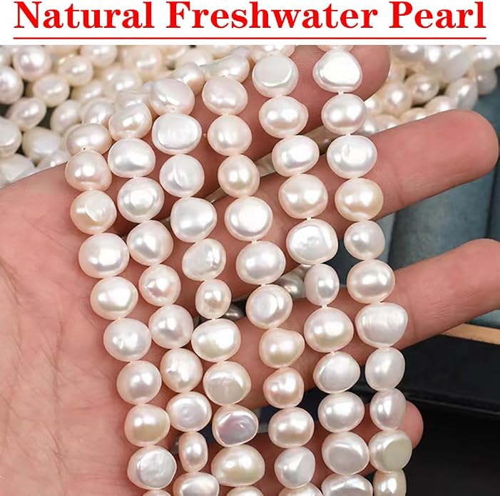 Natural Freshwater Baroque Pearl Necklace 14K Gold Plated Dainty Choker Necklace for Women Girls Snake Chain/Cuban Link/Paperclip/Ball Beaded Chain/Tennis Chain Fashion Jewelry for Gift