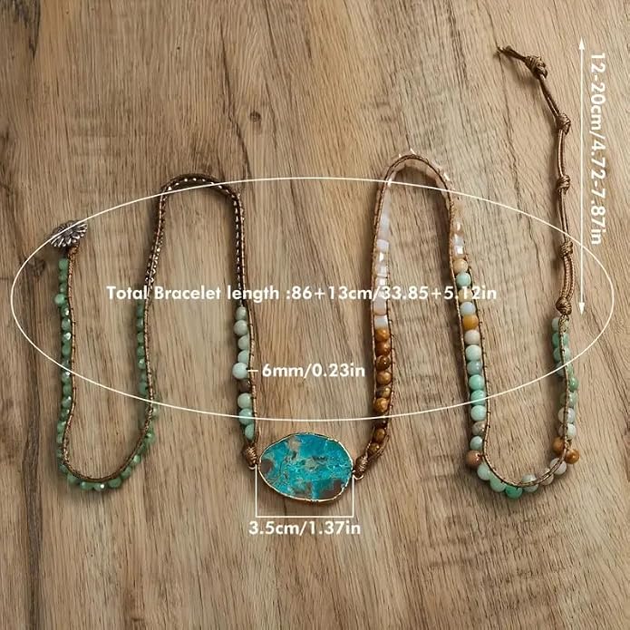 Boho Wrap Bracelet for Women, Handmade Natural Imperial Jasper Multi-Layer Stone Beaded Bracelet, Bohemian Healing Crystal Stone Jewelry Gifts