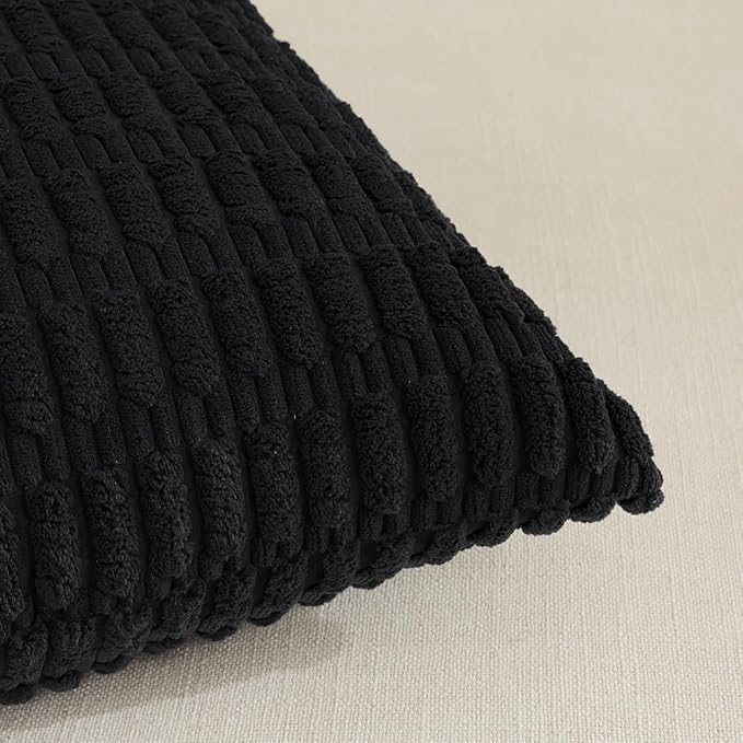 Fancy Homi 4 Packs Decorative Throw Pillow Covers for Living Room Couch Bed, Modern Farmhouse Boho Home Décor Accent Cushion Case, 16" x 16", Black