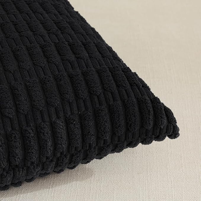 Fancy Homi 4 Packs Decorative Throw Pillow Covers for Living Room Couch Bed, Modern Farmhouse Boho Home Décor Accent Cushion Case, 22" x 22", Black