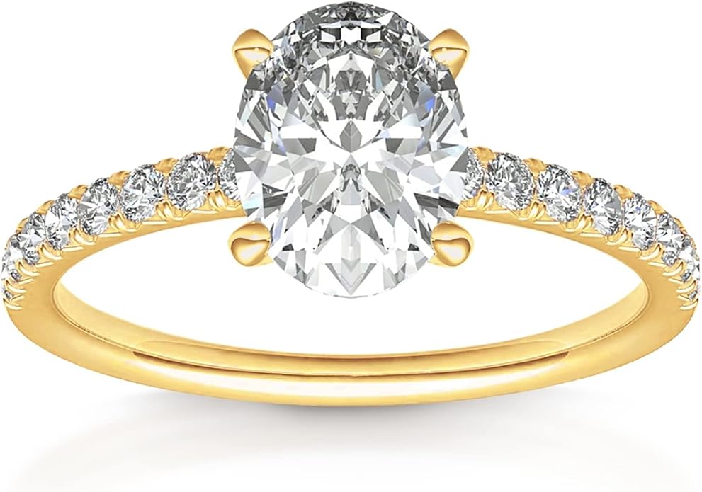 PAVOI 14K Gold Plated Engagement Rings for Women | Promise Wedding Band | 1.50CT - 3CT Cushion Cut Round Oval Cubic Zirconia Engagement Ring