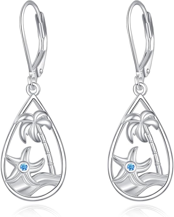 Beach Starfish Earrings for Women Sterling Silver Starfish Jewelry Gifts