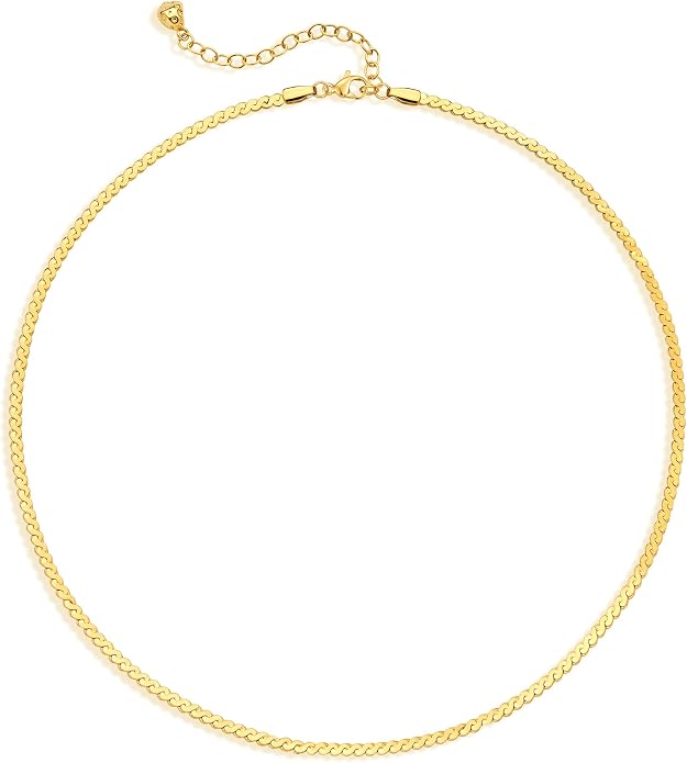 Dremmy Studios Dainty Gold Choker Necklace for Women 14K Gold Plated Coin Disc Figaro Layered Beaded Flat Mariner Sideways Cross Wishbone Link Clavicle Necklaces