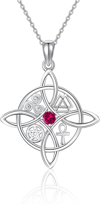 YAFEINI Sterling Silver Witches Knot Pendant Necklace - Celtic Cross Witch Jewelry Amulet Gifts for Women