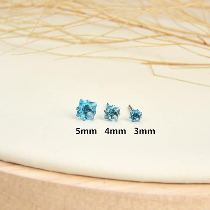 12 Pairs Surgical Stainless Steel Stud Earring Round Heart Star Square Cubic Zirconia Birthstone Stud Earrings Set for Women