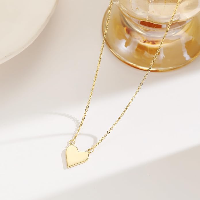 Collner 14K Gold Heart Pendant Necklace for Women Dainty Star Necklace Tiny Evil Eye Choker Necklace Boho Crescent Moon Necklace Minimalist Jewelry