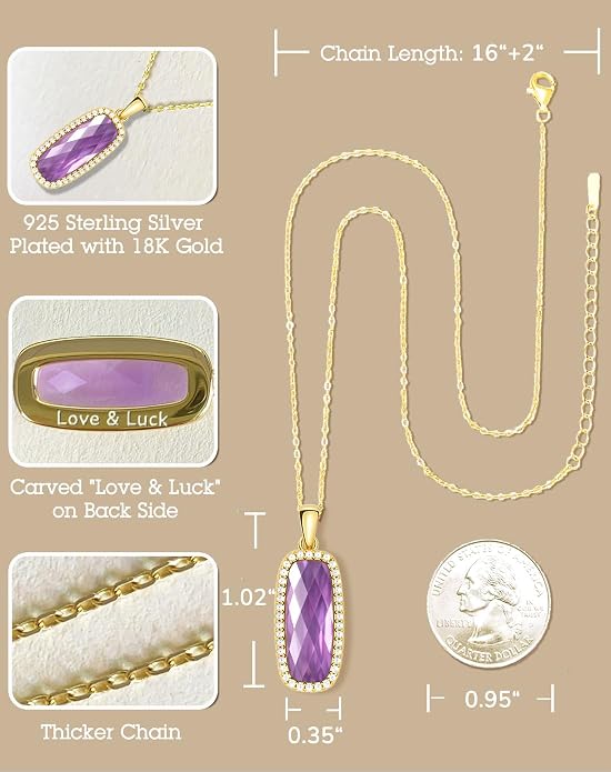 Natural Gemstone New Beginnings Birthday Graduation Gifts 925 Silver Jewelry Plated with 18K Gold Protection Necklace for Women