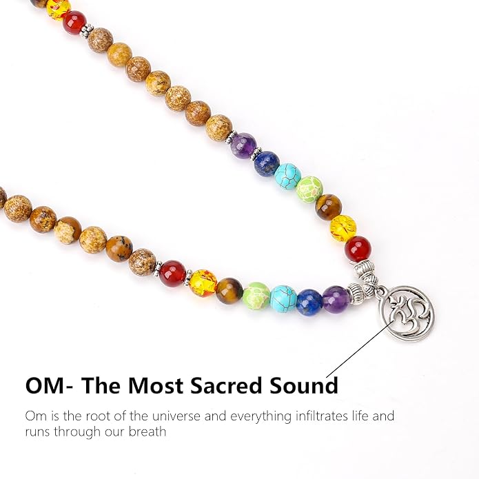 108 Mala Beads Necklace 7 Chakra Tree of Life Pendant Prayer Buddha Bracelets Healing Stone Yoga Men Women Jewelry