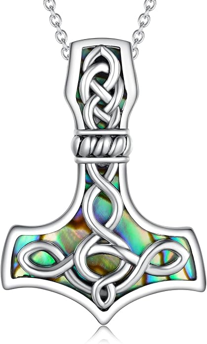 Norse Hammer Necklace Sterling Silver Norse Pagan Hammer Pendant Necklace Viking Jewelry for Men Women
