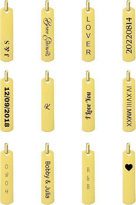Fathers Day Personalized Vertical Bar Pendant Necklace - Custom Name Text Necklace Customized Stainless Steel Memorial Necklace Dad Gifts for Men