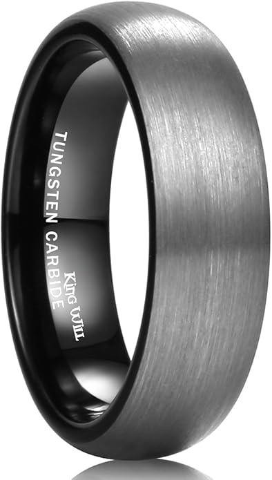 King Will Wedding Band for Men Women, 2/4/6/7/8mm Domed Matte Brushed Tungsten Carbide Rings, Solid/Dual Color Engagement Rings, Comfort Fit