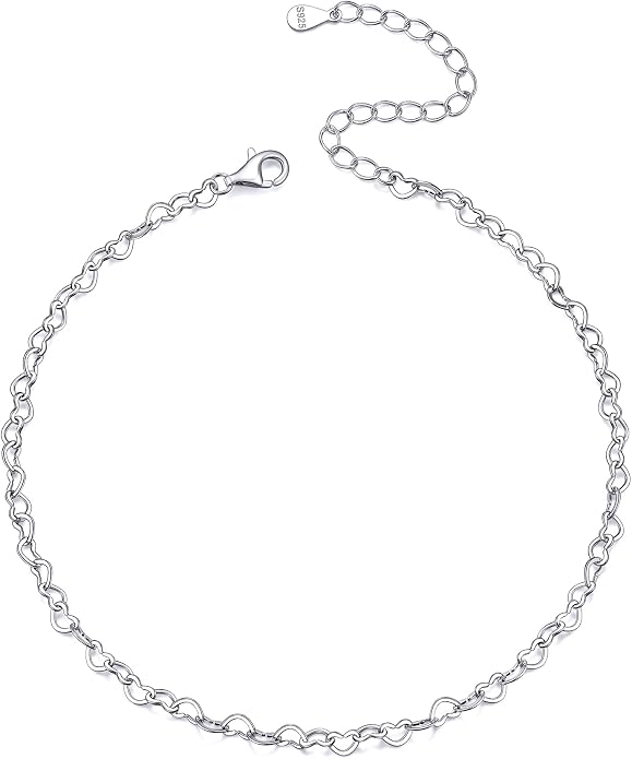 ChicSilver 925 Sterling Silver Ankle Bracelet for Women, Simple Cuban Link/Figaro/Twist Rope Chain Anklets for Beach Party(with Gift Box)