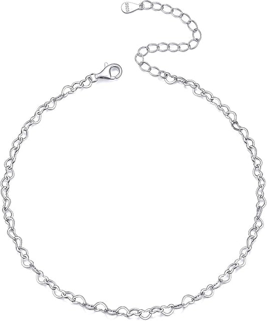 ChicSilver 925 Sterling Silver Ankle Bracelet for Women, Simple Cuban Link/Figaro/Twist Rope Chain Anklets for Beach Party(with Gift Box)
