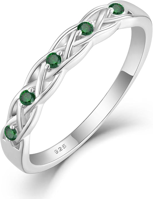Infinity Celtic Knot Ring 925 Sterling Silver Twisted Knot Birthstone Ring Statement Rings for Women Size 5-10