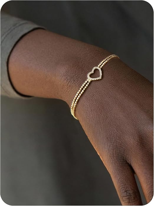 Charm Bracelet for Women Gold Trendy Non Tarnish Sideways 14K Gold Plated Simple Dainty Chain Jewelry Gift
