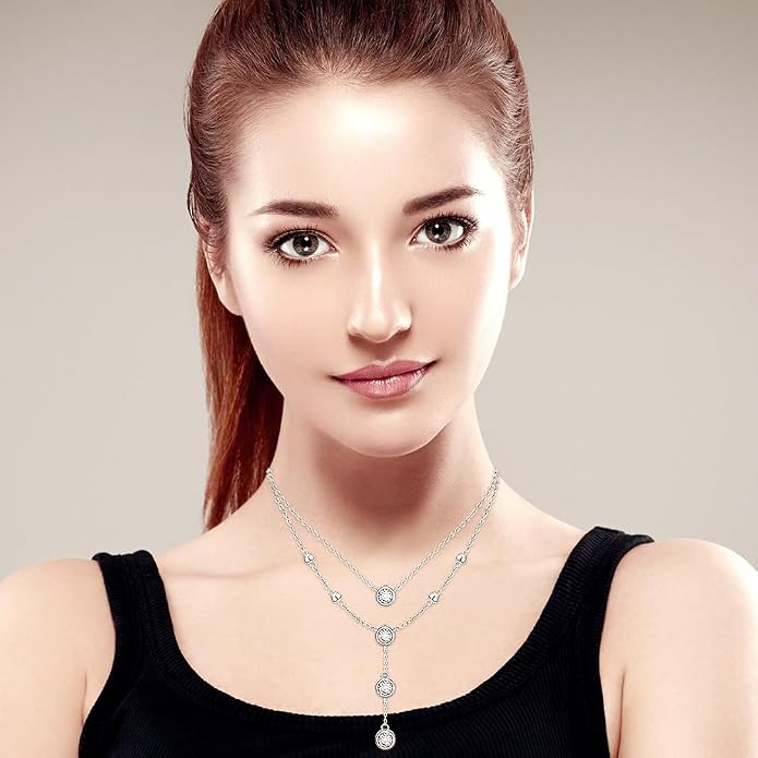 Layered Necklaces for Women S925 Sterling Silver 14k Gold Plated Cross Jesus Tulip Birth Month Flower Necklace Pendant Jewelry Mothers Day Birthday Gifts