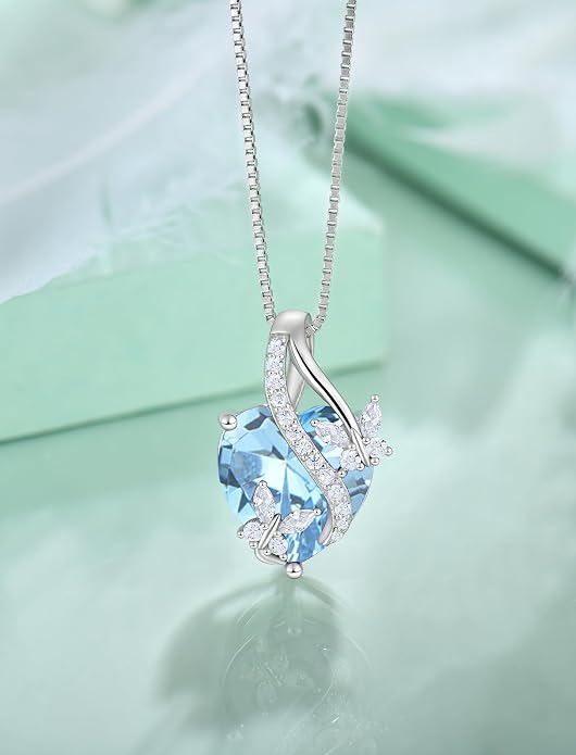 Butterfly Necklaces for Women Sterling Silver Infinity Heart Pendant Birthstone Jewelry Gift with 14k Yellow Gold/Rose Gold Plated