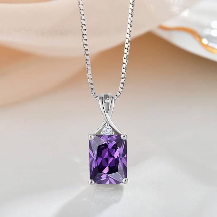 Fahonie 925 Sterling Silver Birthstone Necklace Jewelry Gift for Women Sister Wife Girlfriend Her