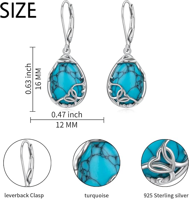 925 Sterling Silver Filigree Dangle Drop Earrings Daisy/Lotus/Rose Flower/Moonstone Leverback Teardrop Earrings for Women Infinity Celtic Knot Daisy Lotus Jewelry for Mothers Day