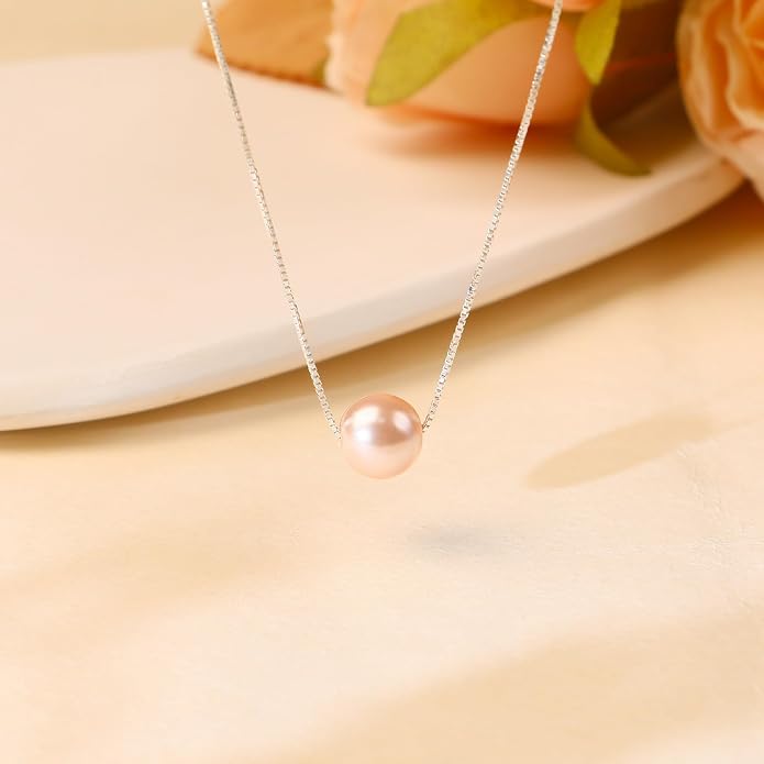 Sereney Sterling Silver Birthday Gifts for Girls Women, Pearl Necklace as 7 9 10 11 13 15 16 18 21 30 40 50 60 Year Old Birthday Gifts, Single Pearl Necklace as Bday Gifts for Friends