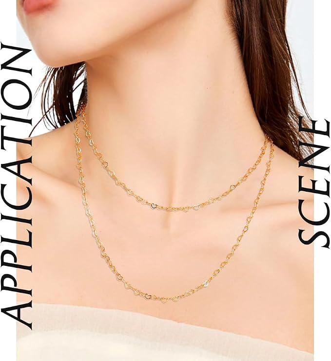 Elecrelive 16.4 Feet 14K Gold Filled Chains Heart Link Chain 5x3.5mm Permanent Jewelry for Women's Trendy Layering Necklace Bracelet Making