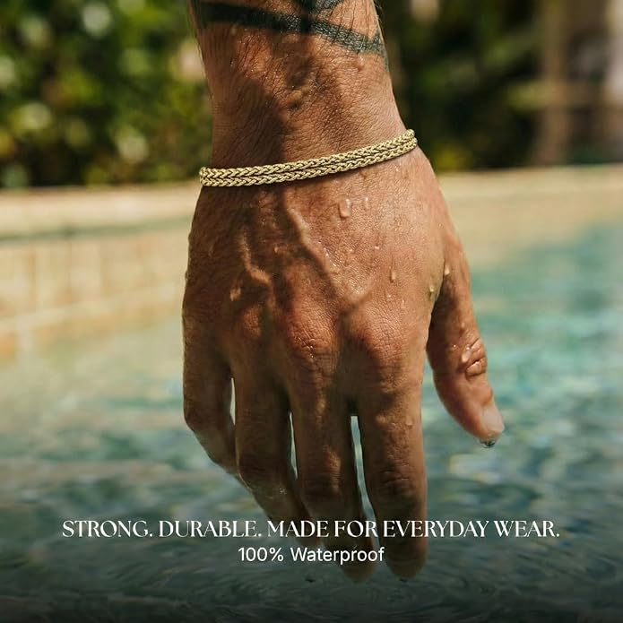 Galis Mens Bracelet - Stainless Steel, Non Tarnish Rope Chain Bracelets, Stylish Fathers Day Gift for Dad, Husband, Boyfriend.