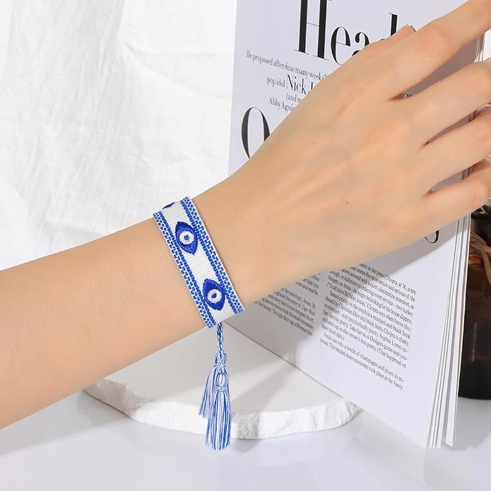 Evil Eye Woven Lover Friendship Bracelets Handmade Adjustable Tassel Friend Gift for Women An Elegant Talisman of Protection and Good Fortune