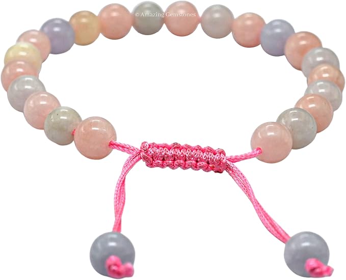 Amazing Gemstone Morganite Bracelet for Women Men's Gifts - Protection Healing Crystal Bracelet - 8mm Gemstones Beaded Adjustable Bracelet Pulseras para Hombres Mujer Stocking Stuffers