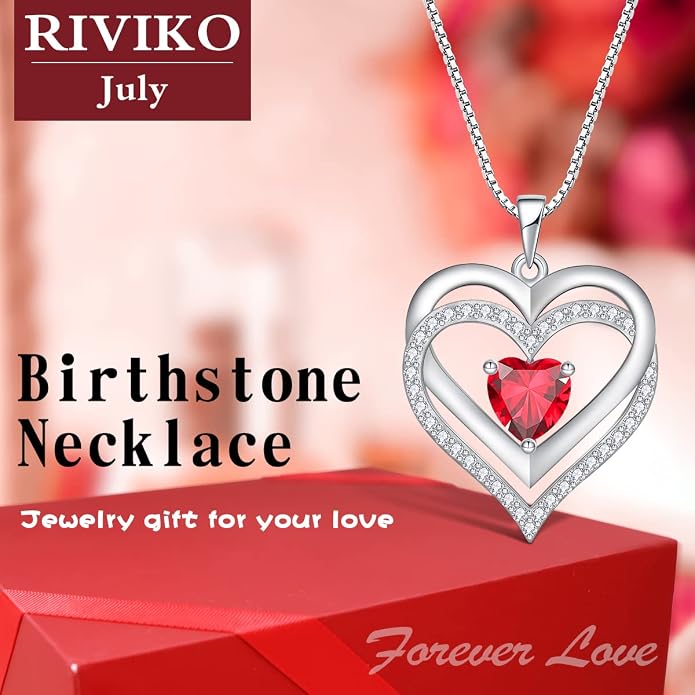 RIVIKO Infinity Heart Symbol Necklace for Women 925 Sterling Silver Love Heart Pendant Mothers Day Anniversary Birthday Christmas Jewelry Gifts for Women Mom Wife Sister Her Friends