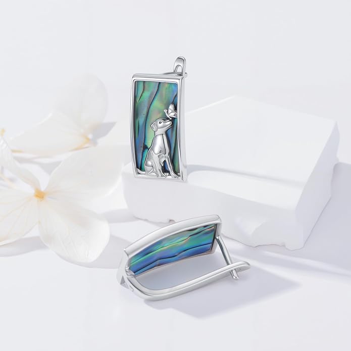 PROESS Abalone Shell Holy Mountain/Mustard Seed/Animal Earrings 925 Sterling Silver Mountain Jewelry Animal Lovers Gifts for Women