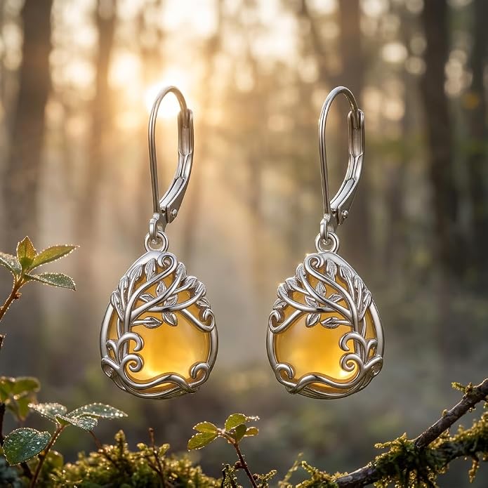 Teardrop Tree of Life/Filigree Earrings for Women Dangle Leverback Earrings Jewelry Gift Anniversary For Her