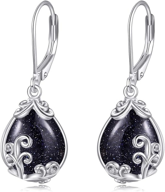 POPLYKE Celtic Filigree Teardrop Drop Dangle Earrings Sterling Silver Leverback Earrings Jewelry for Women