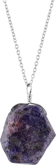 Raw Multi Gemstone Pendant Necklace for Women, Healing Crystal Chakra Stone Birthstone, 925 Sterling Silver Birthday Christmas Gifts for Her